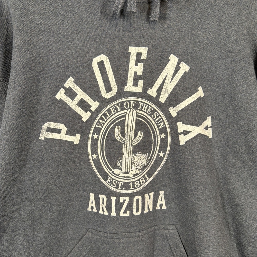 Phoenix Arizona AZ Hoodie Size L Adult Cactus 🌵 Gray White Valley of the Sun
